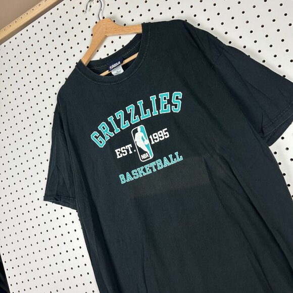 Memphis Grizzlies NBA T Shirt Size XXL Black Teal Faded Y2K Throwback Vancouver - Picture 3 of 6
